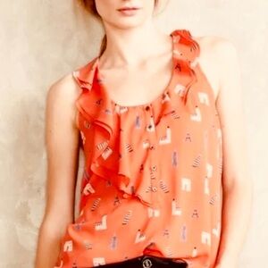 Anthropologie MAEVE brand size 4 NWOT silk like Rome/London/NY top